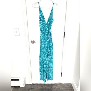 SHEIN Teal/White Printed Maxi Dress~sz MEDIUM